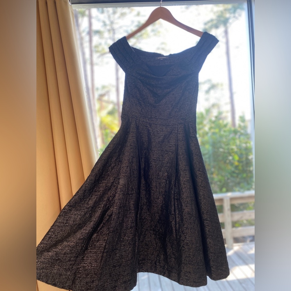 Modcloth "Kettle Corn" Women’s Dress Metallic Black Sz XS by Emily& Fin